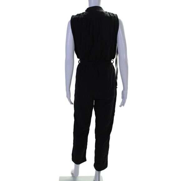 Malia Mills Womens Cotton Round Neck Sleeveless Button Up Jumpsuit Black Size 2 - Picture 3 of 5